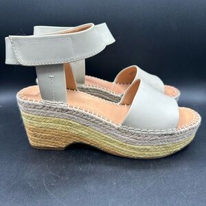 Frye & Co. Amber Espadrille Wedges White Sand Leather 8.5M NWOT